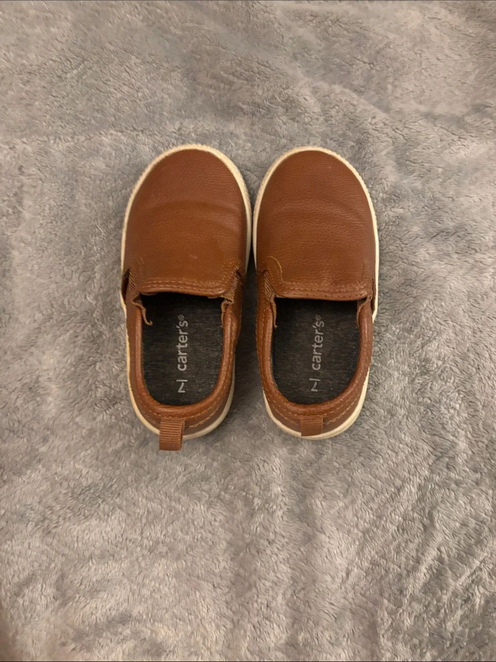 Carter's Brown Slip-On Toddler Shoes with White Trim